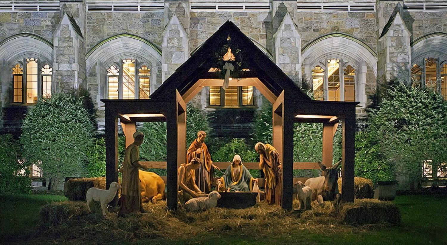 nativity scene on campus